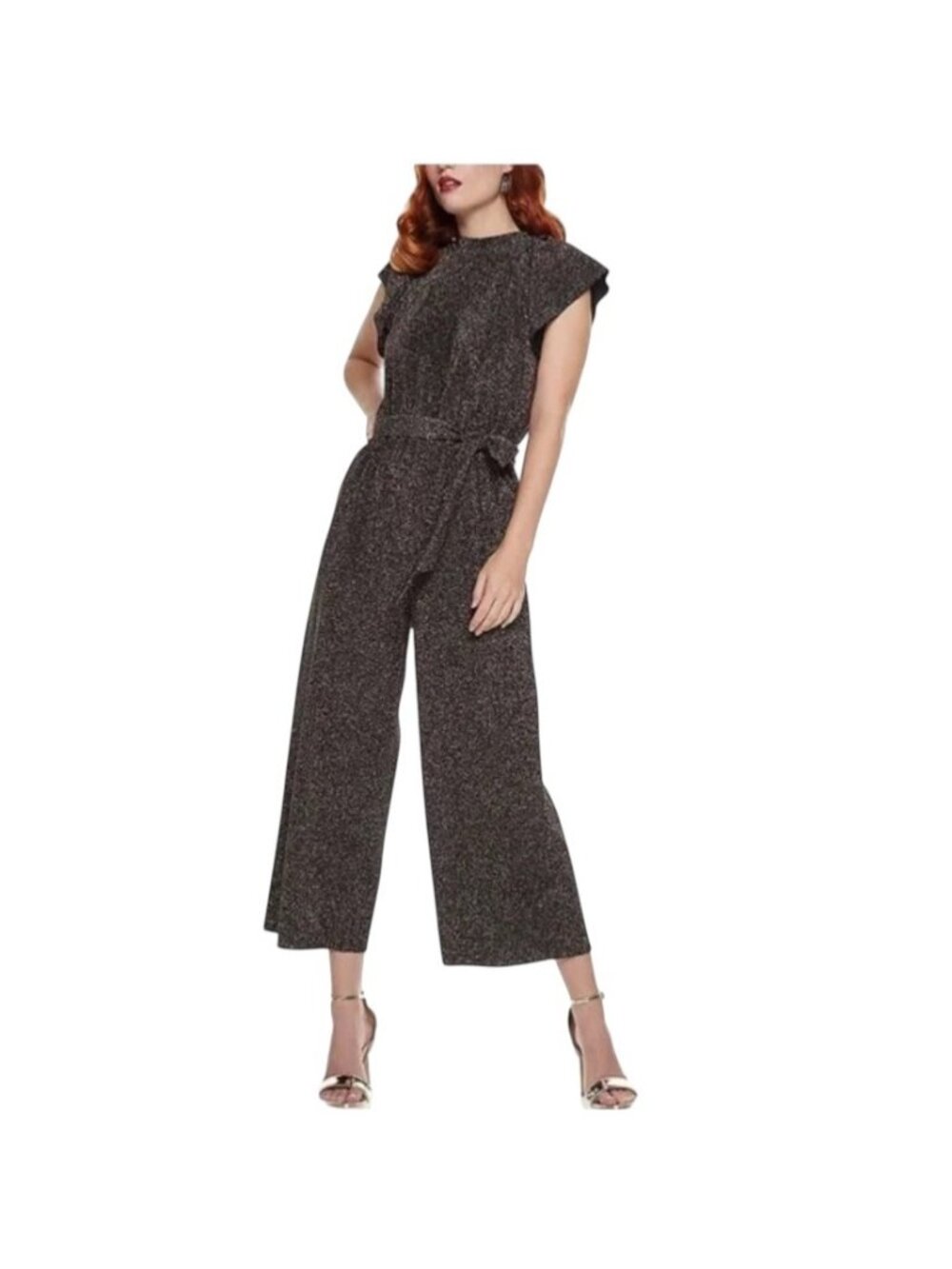 Nine West Glitter Jumpsuit Black Size M NWT Wedding Party Special Occasion Glam